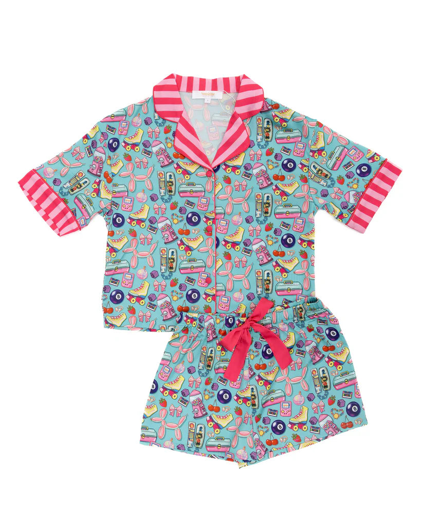 Silky 90's Girl Short Sleeve Short Set
