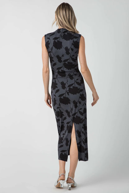 Tatum Shadow Floral Midi Dress - Black