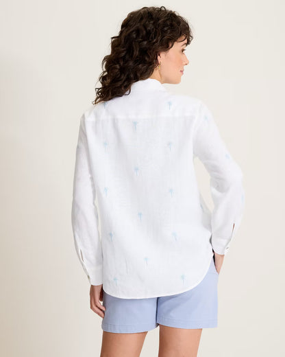 Palm Embroidered L/S Relaxed Shirt - Linen Sky