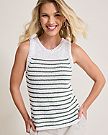 Crochet Edge Stripe Tank - Dark Jade - BAY WINDOW