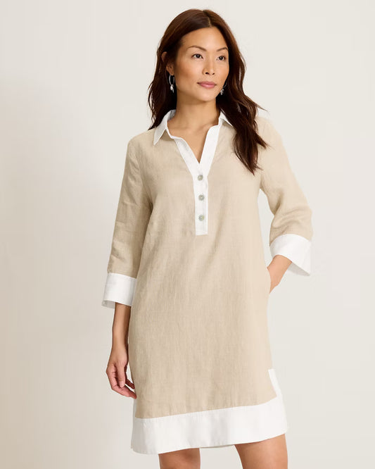 Two Palms Colorblock Sleeve Shift Dress - Natural