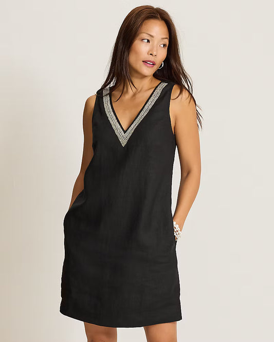Beaded Two Palms V-neck Shift