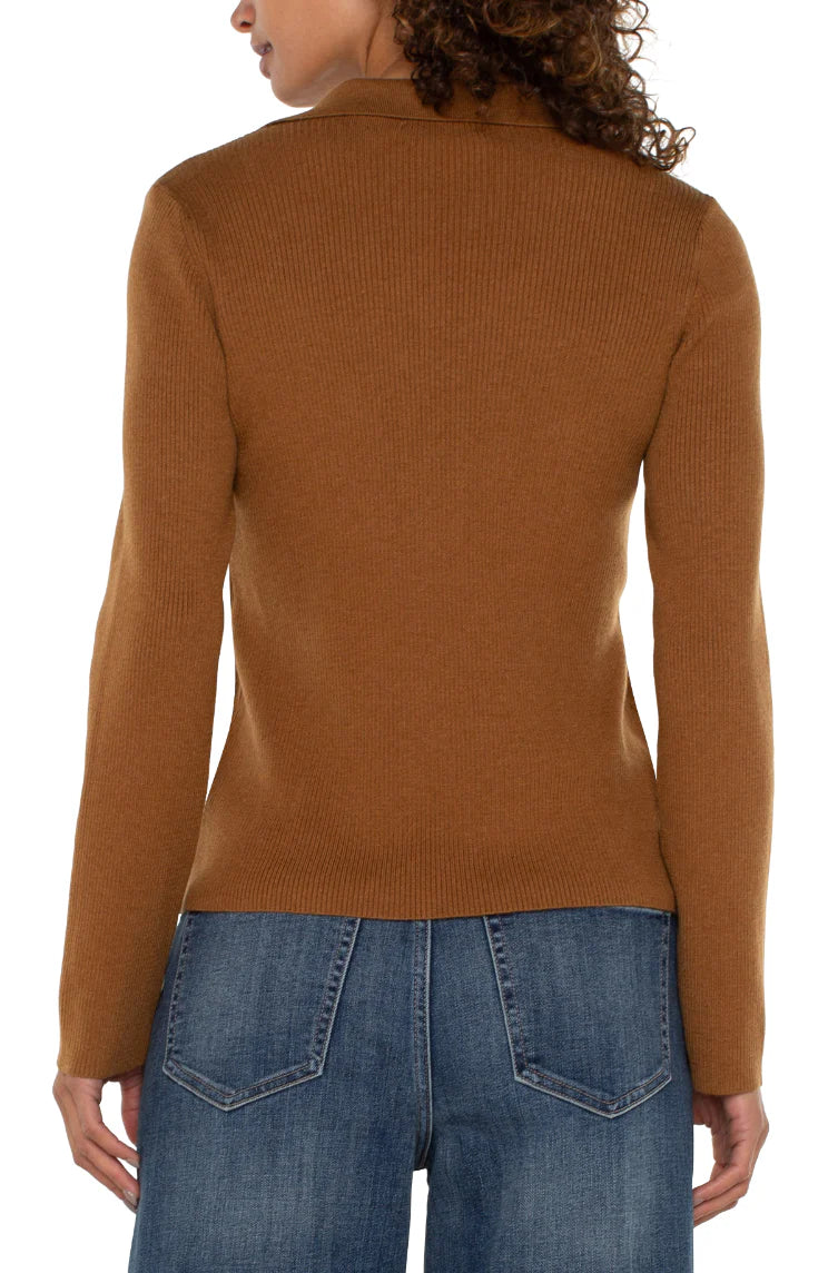 LS V-Neck Collard Sweater