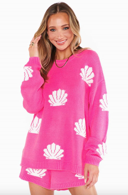 Go To Sweater - Hot Pink Shell Knit