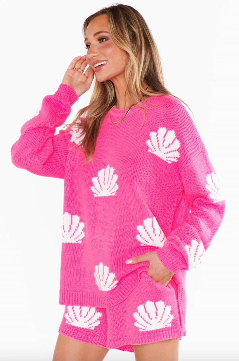 Go To Sweater - Hot Pink Shell Knit