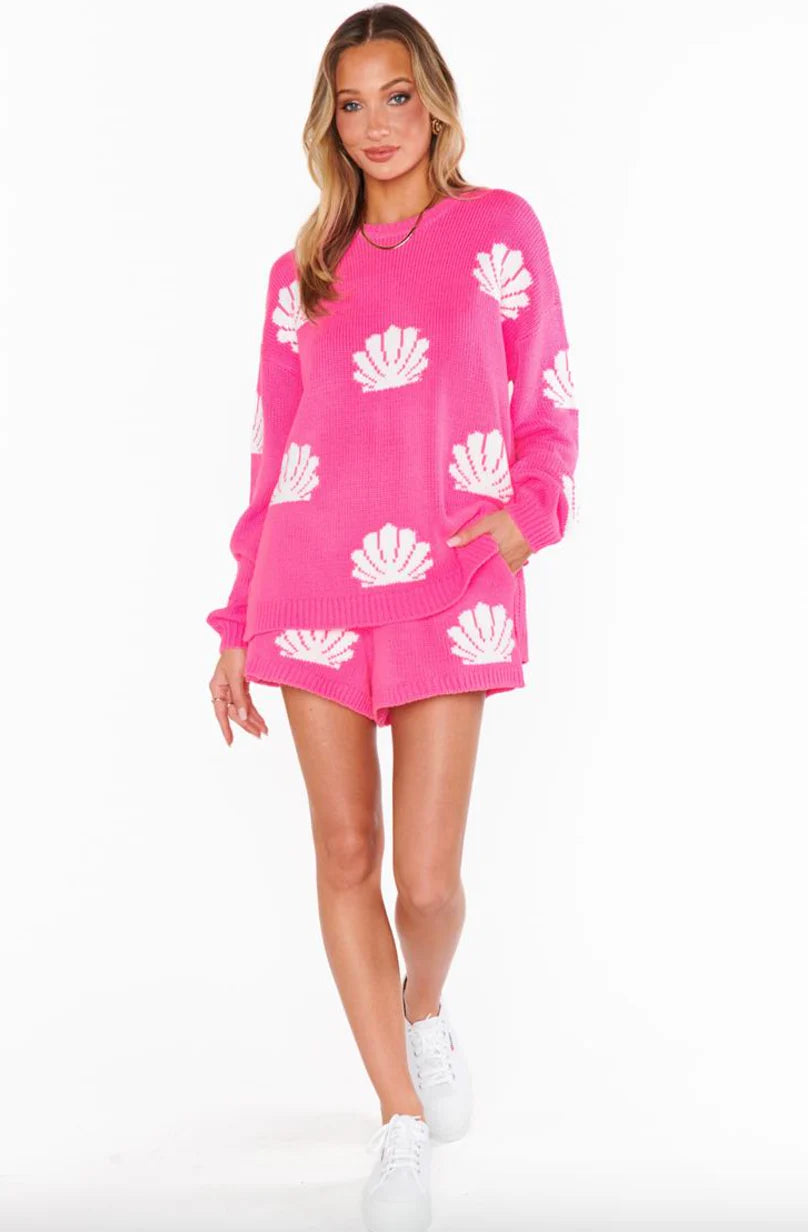 Go To Sweater - Hot Pink Shell Knit