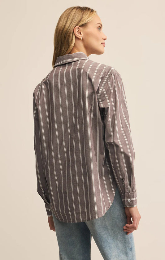 Seaport Striped Poplin Shirt - Sandalwood - BAY WINDOW