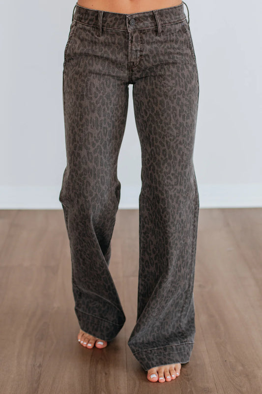 33" Inseam Happi LR Comfort Flare Trouser - Brown Cheetah