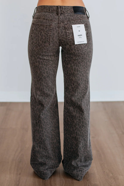 33" Inseam Happi LR Comfort Flare Trouser - Brown Cheetah