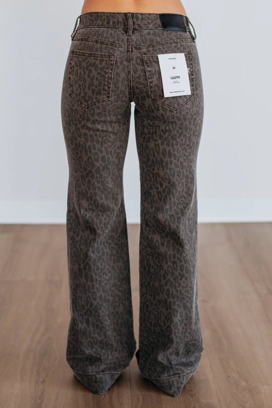 33" Inseam Happi LR Comfort Flare Trouser - Brown Cheetah