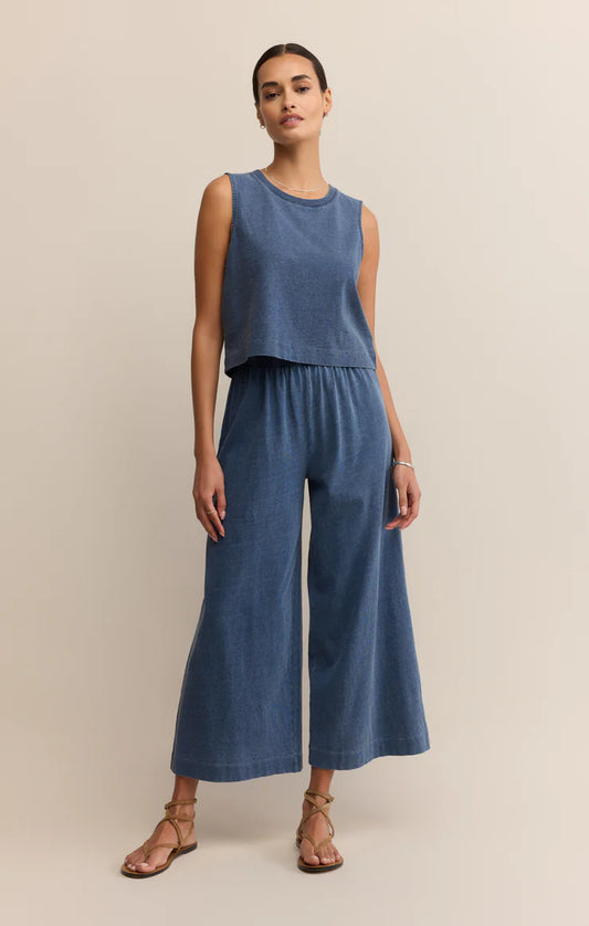 Sloane Jersey Denim Muscle Tee - Vintage Indigo - BAY WINDOW