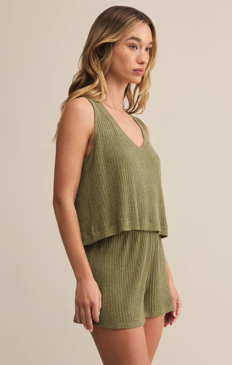 Sloane V-Neck Rib Tank - Fern - BAY WINDOW