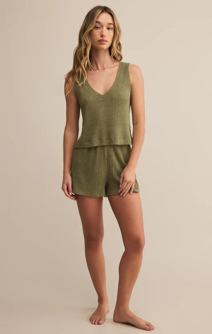 Sloane V-Neck Rib Tank - Fern - BAY WINDOW