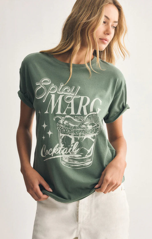 Spicy Marg Boyfriend Tee - Hunter Green - BAY WINDOW