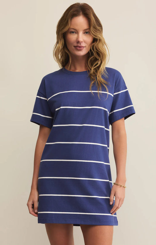 Sway Stripe Mini Dress - Yacht Blue - BAY WINDOW
