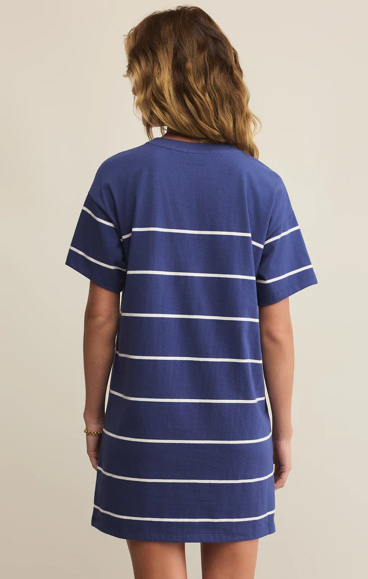 Sway Stripe Mini Dress - Yacht Blue