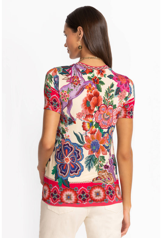 The Janie Favorite Short Sleeve Crew Neck Tee - Kallie Scarf - BAY WINDOW