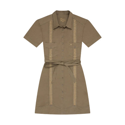 Tejas Guayabera Dress - Agave Oro - BAY WINDOW