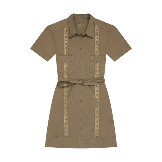 Tejas Guayabera Dress - Agave Oro - BAY WINDOW