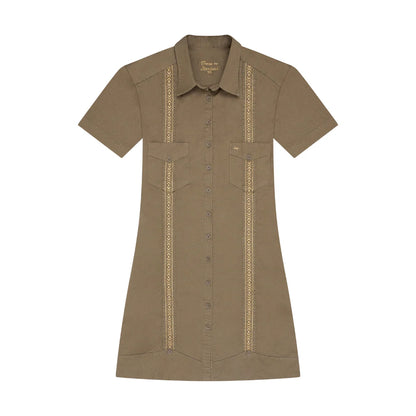 Tejas Guayabera Dress - Agave Oro - BAY WINDOW