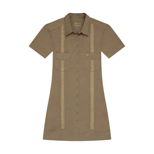 Tejas Guayabera Dress - Agave Oro - BAY WINDOW