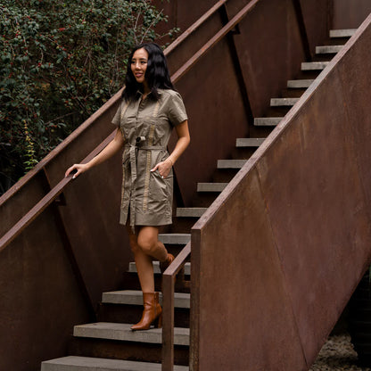 Tejas Guayabera Dress - Agave Oro - BAY WINDOW