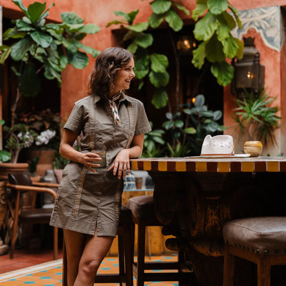 Tejas Guayabera Dress - Agave Oro - BAY WINDOW