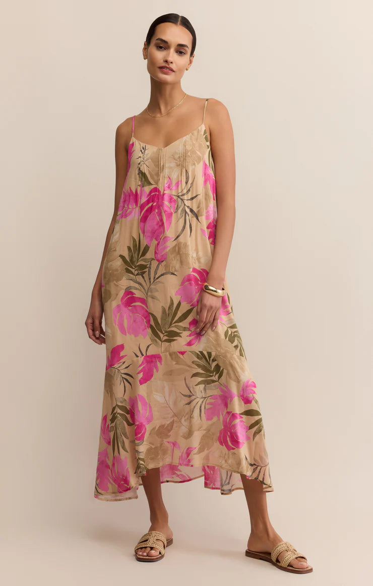 Benson Ula Tropical Midi Dress - Desert Tan - BAY WINDOW