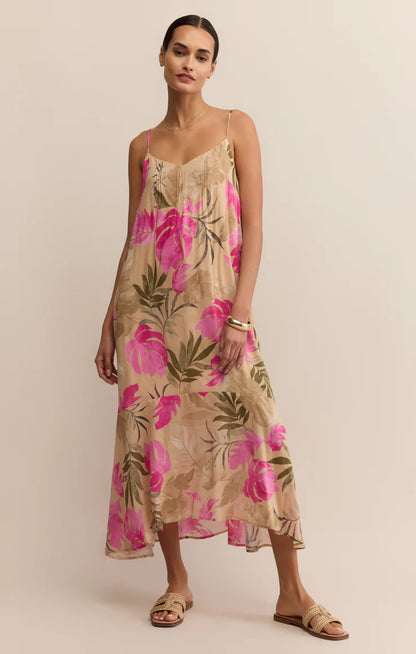 Benson Ula Tropical Midi Dress - Desert Tan - BAY WINDOW