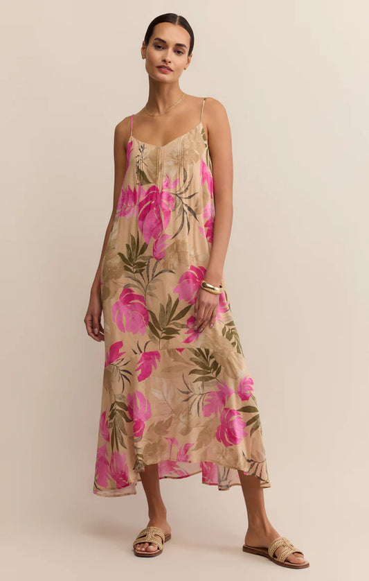 Benson Ula Tropical Midi Dress - Desert Tan - BAY WINDOW