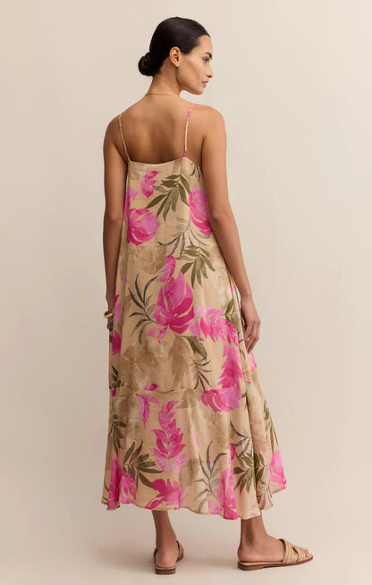 Benson Ula Tropical Midi Dress - Desert Tan - BAY WINDOW