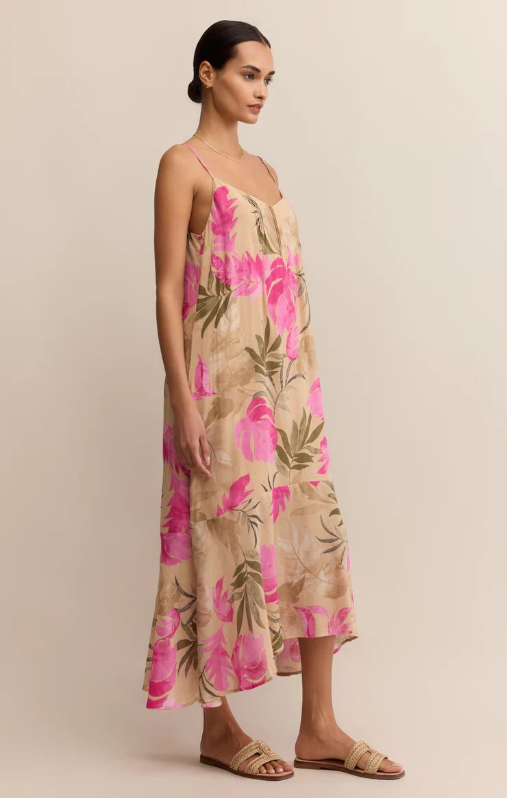 Benson Ula Tropical Midi Dress - Desert Tan - BAY WINDOW