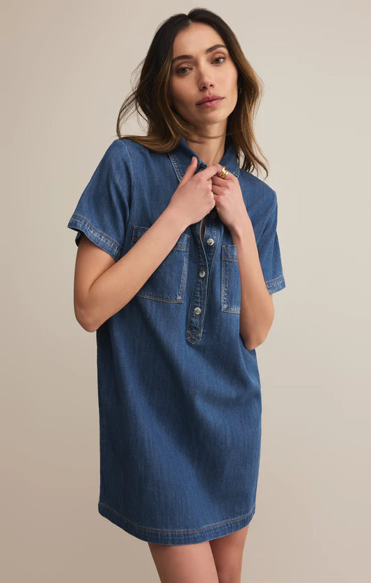 Authentic Denim Mini Dress - Medium Indigo - BAY WINDOW