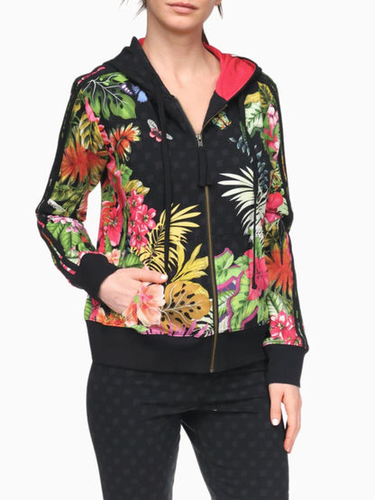 Zip Front Hoodie with Tape - Amorina