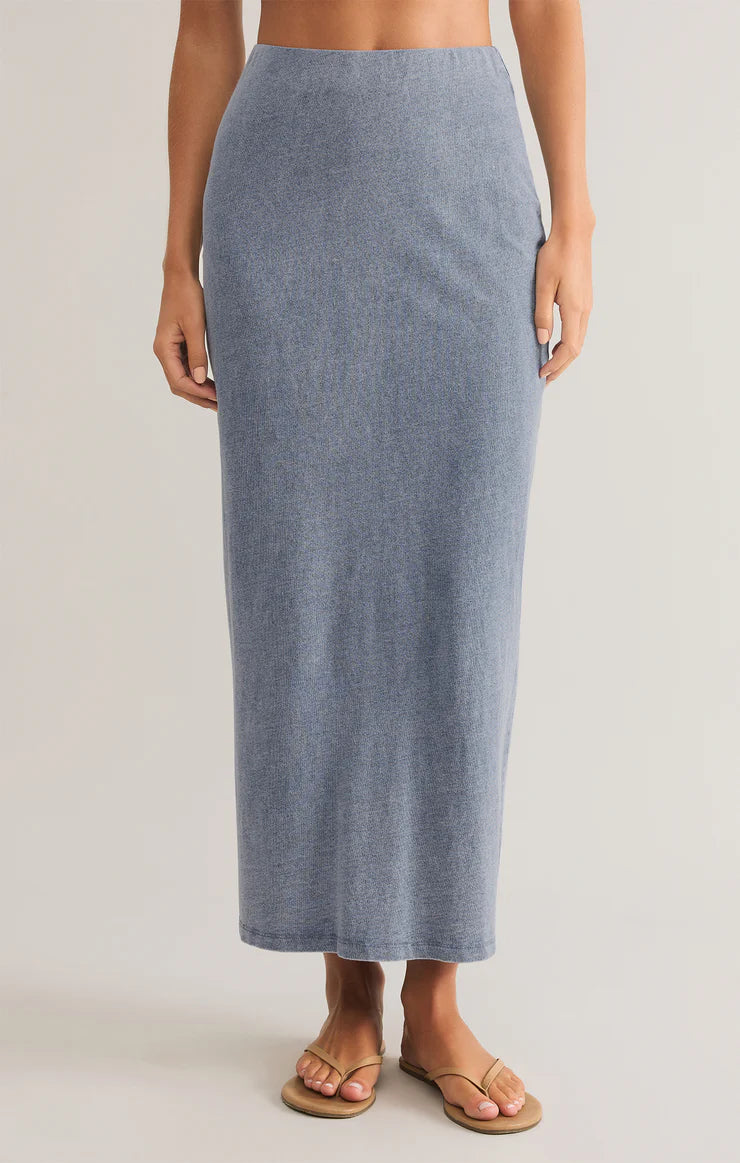 Gail Jersey Denim Midi Skirt - Vintage Indigo