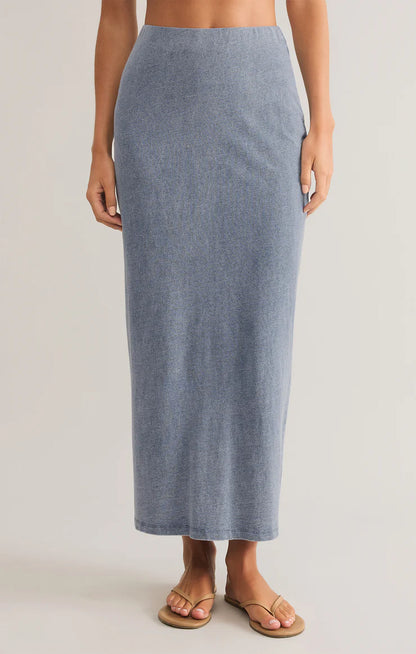 Gail Jersey Denim Midi Skirt - Vintage Indigo