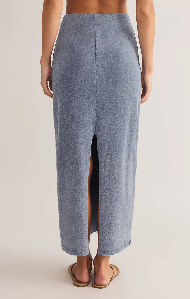 Gail Jersey Denim Midi Skirt - Vintage Indigo