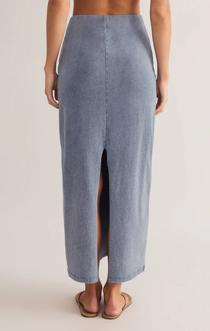 Gail Jersey Denim Midi Skirt - Vintage Indigo