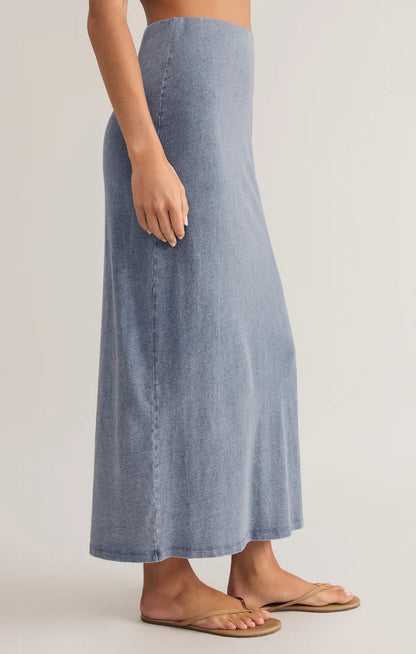 Gail Jersey Denim Midi Skirt - Vintage Indigo