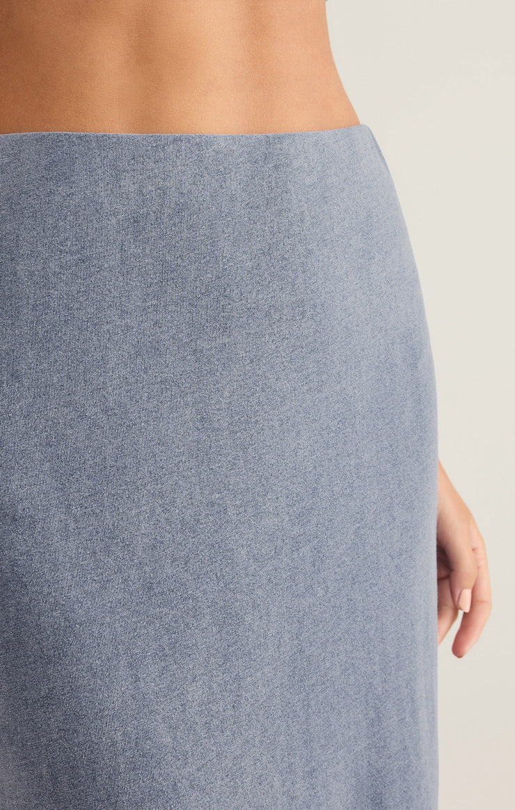 Gail Jersey Denim Midi Skirt - Vintage Indigo