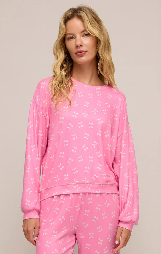 Cherry Long Sleeve Top - Pink Bisou