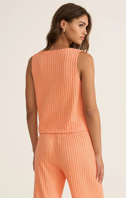 Sloane V-Neck Rib Tank - Malibu Orange