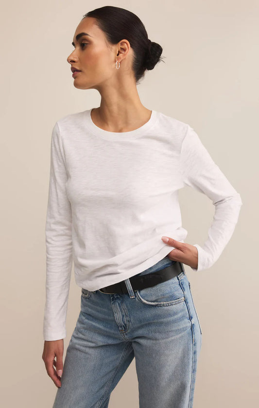 Modern Slub LS Tee - White - BAY WINDOW