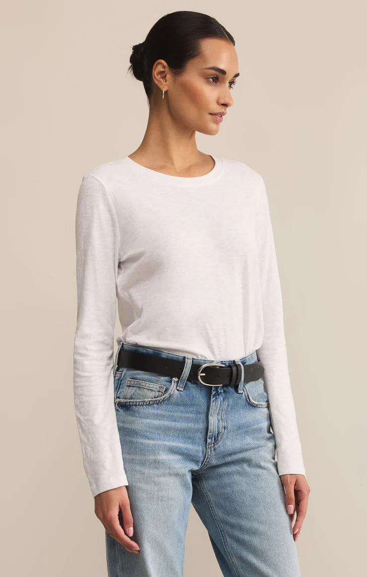 Modern Slub LS Tee - White - BAY WINDOW