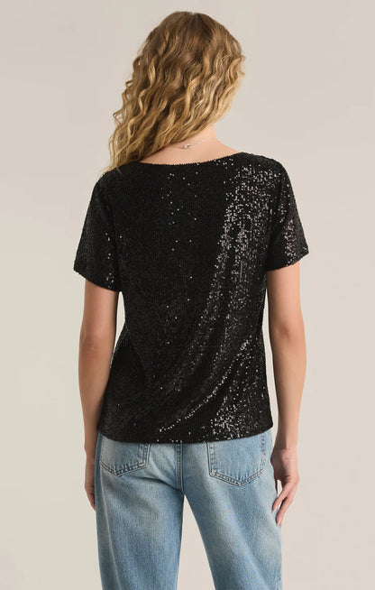 Black Marbella Sequin Top