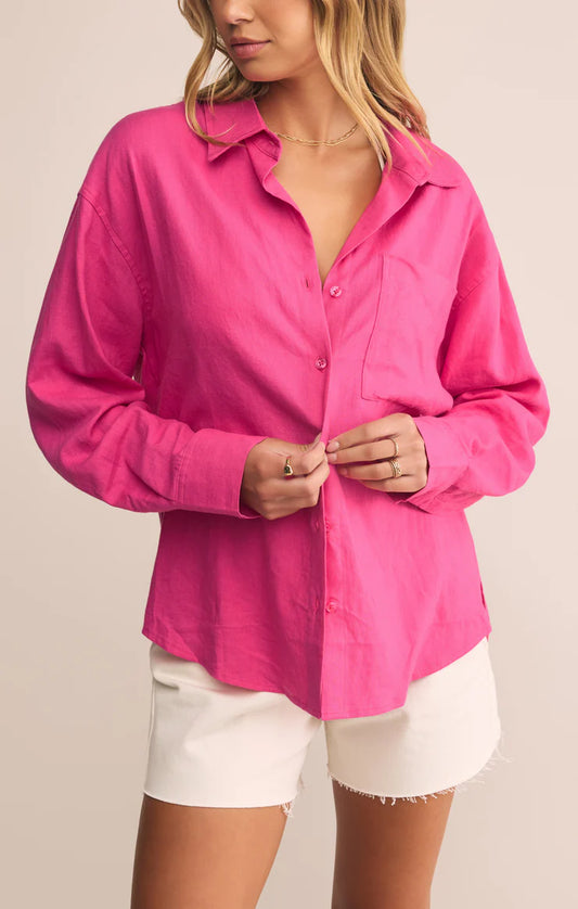 Alfie Button Up Shirt - Island Pink - BAY WINDOW