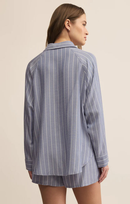 River Plaid Button Up - Blue Velvet