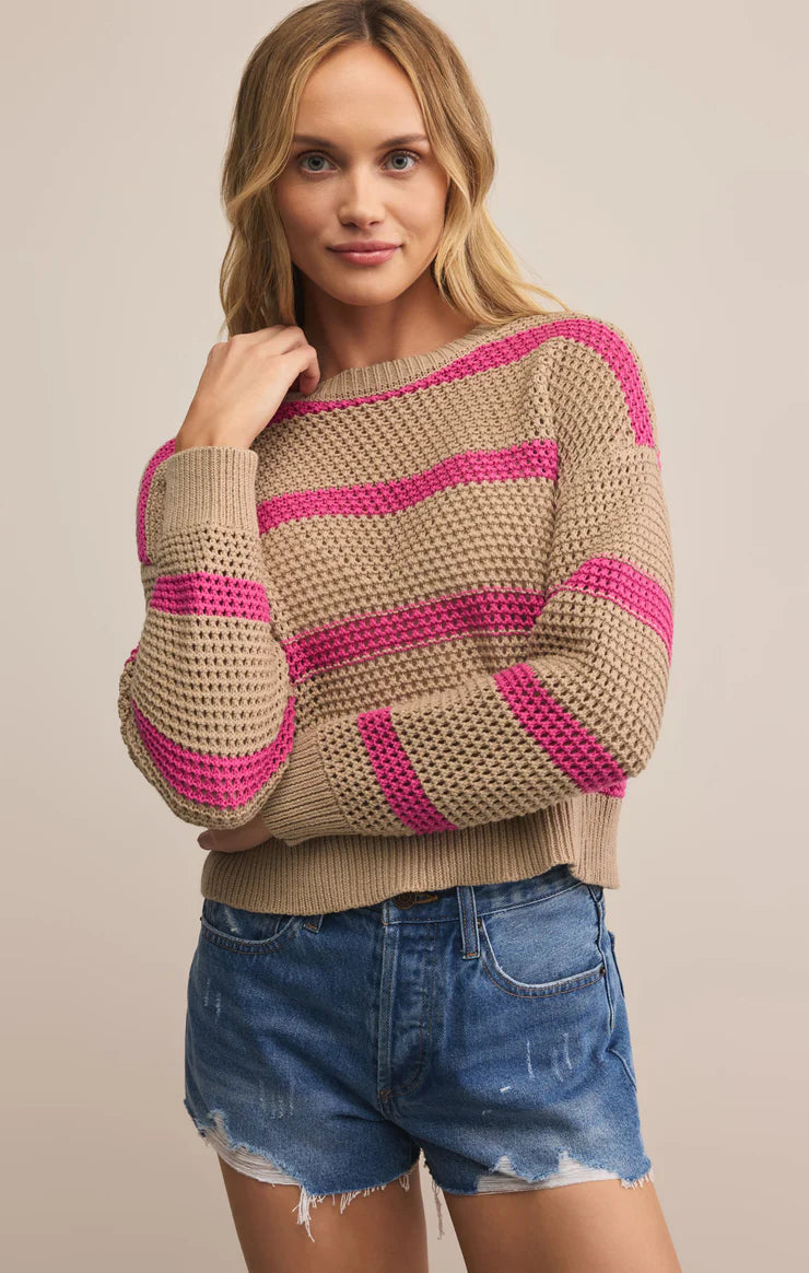 Broadbeach Striped Sweater - Biscuit - BAY WINDOW
