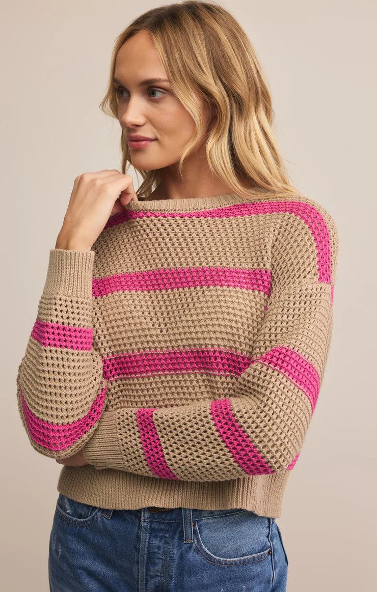 Broadbeach Striped Sweater - Biscuit - BAY WINDOW
