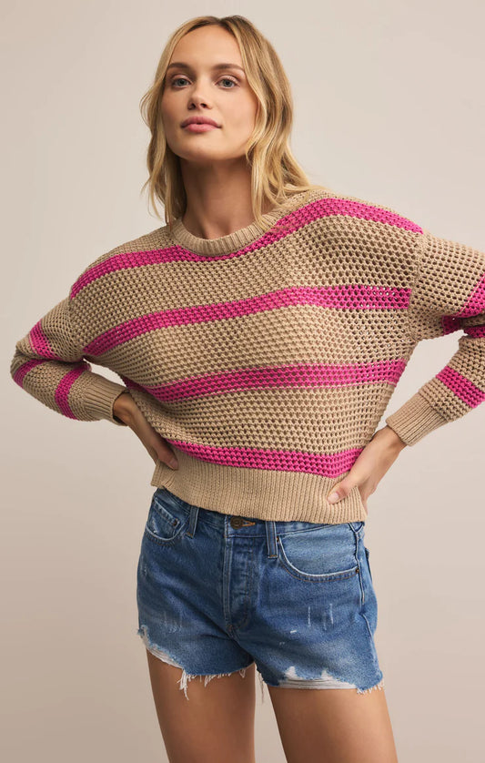 Broadbeach Striped Sweater - Biscuit - BAY WINDOW